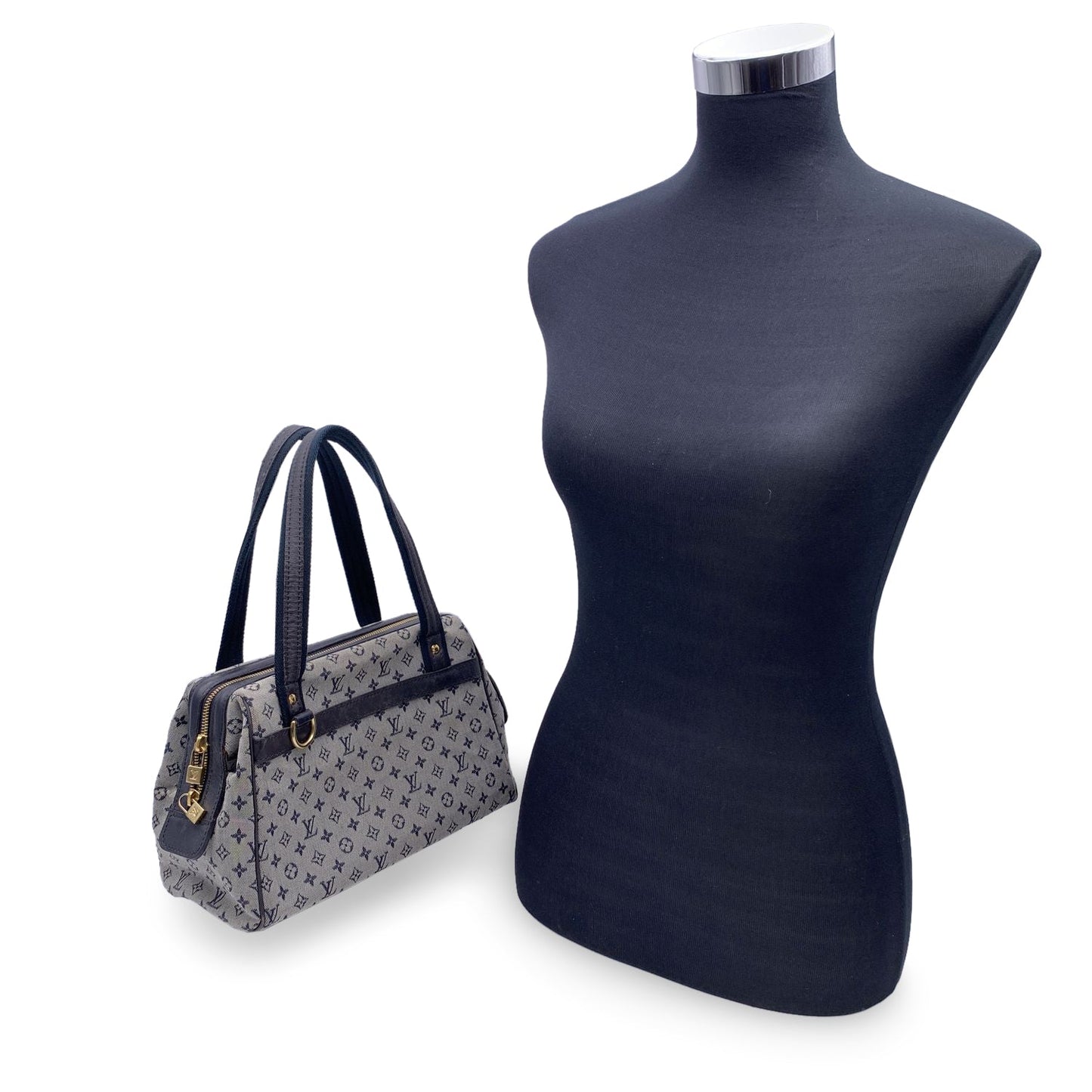 LOUIS VUITTON Blue Monogram Mini Lin Canvas Josephine Pm Bag