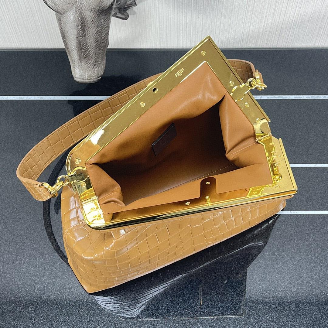 Top QualityTop Quality Top QualityTop Qualityrst Medium Brown Crocodile Bag For Woman 32.5cm/13in