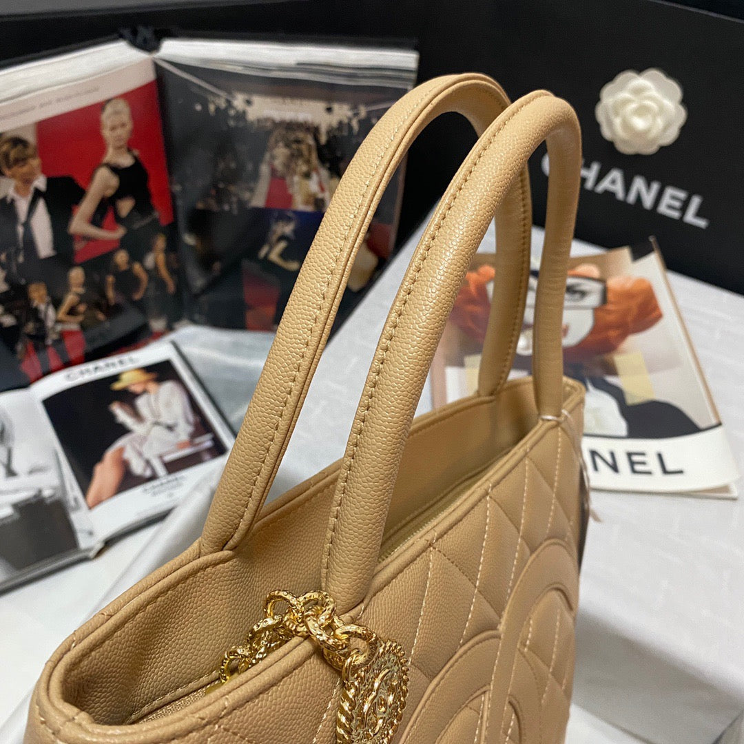 CHLMedallion Tote Gold Hardware Caviar Yellow For Women, Women’s Handbags, Shoulder Bags 15in/32cm