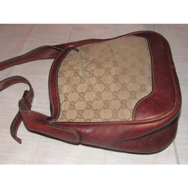 Gucci   Purses Designer Purses Brown Large G Logo Print Canvas And Brown Leather