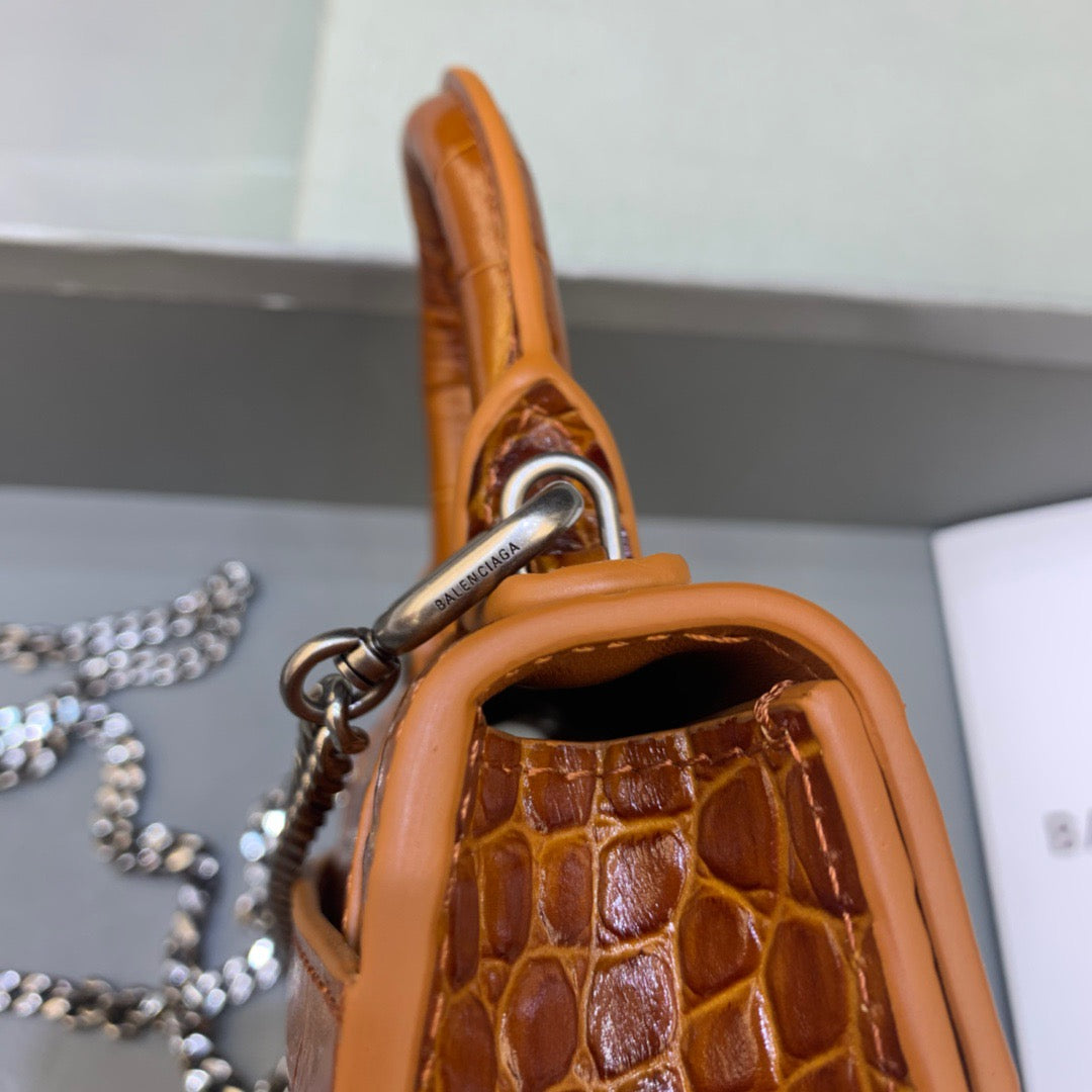 Top Quality Hourglass Mini Handbag With Chain In Brown, For Women,  Bags 4.7in/12cm
