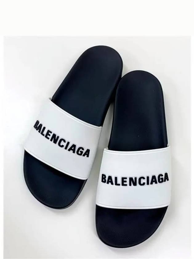 Luxury Balenciaga Trending 2025 Logo Pool Slippers White