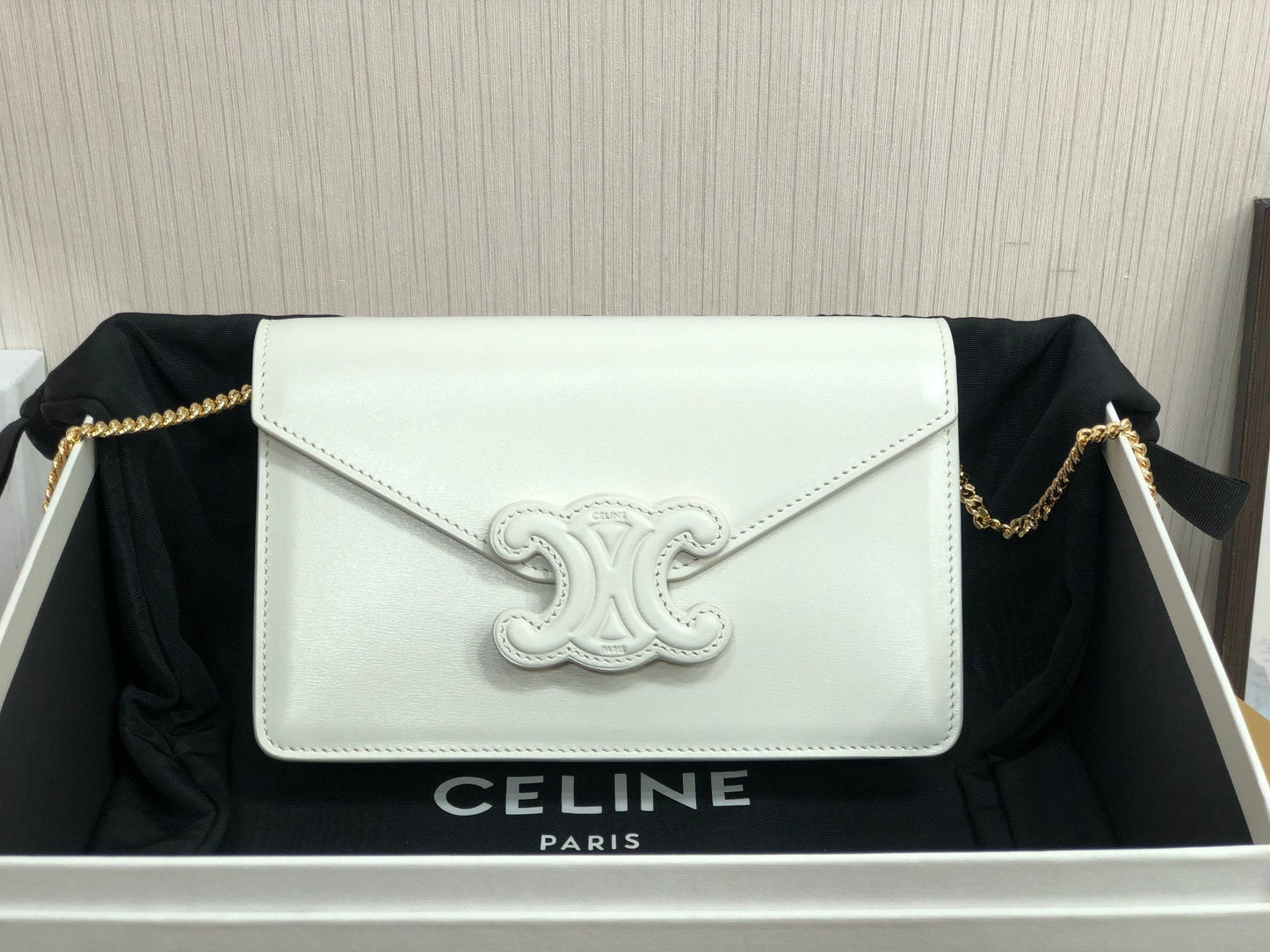 Top Quality Wallet On Chain Triomphe White For Women 7in/19cm 