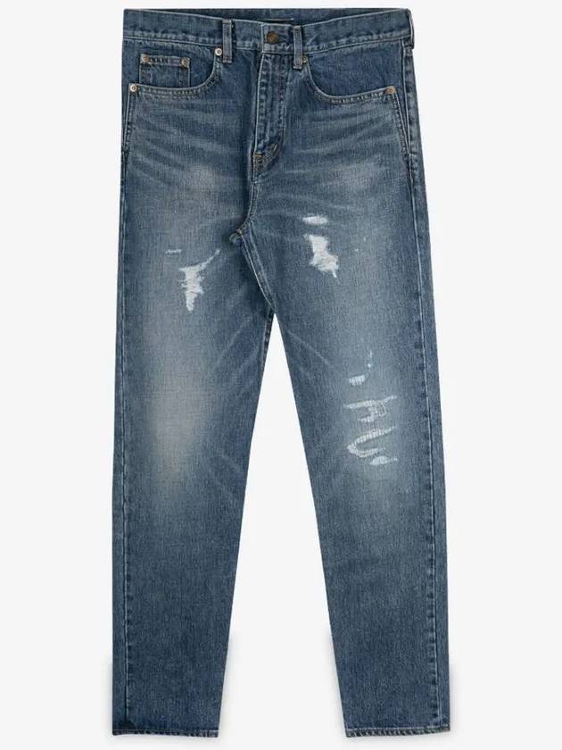 Luxury Saint Laurent Trending 2025 Men's Destroyed Jeans Blue
