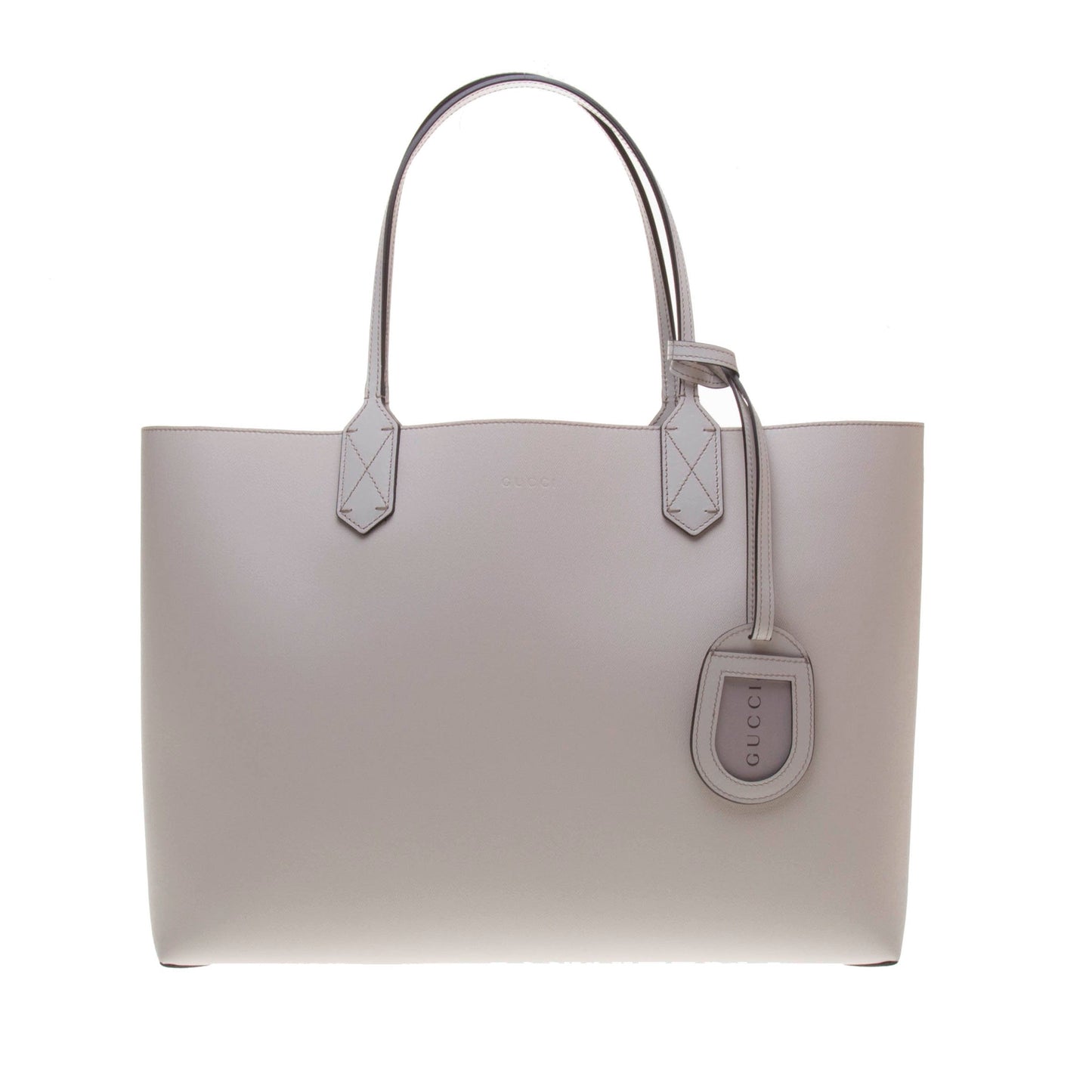 Gucci 368568 Beige Leather / Ebony GG Supreme Canvas Reversible Large Tote Bag