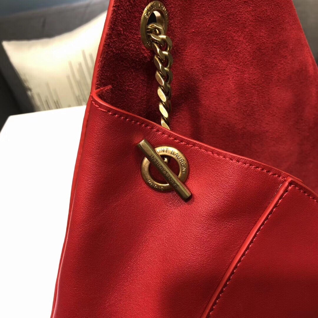 YSSL Kate Medium Chain Bag In Grain De Poudre Red For Women 9in/24cm YSL 364021BOW0J6008