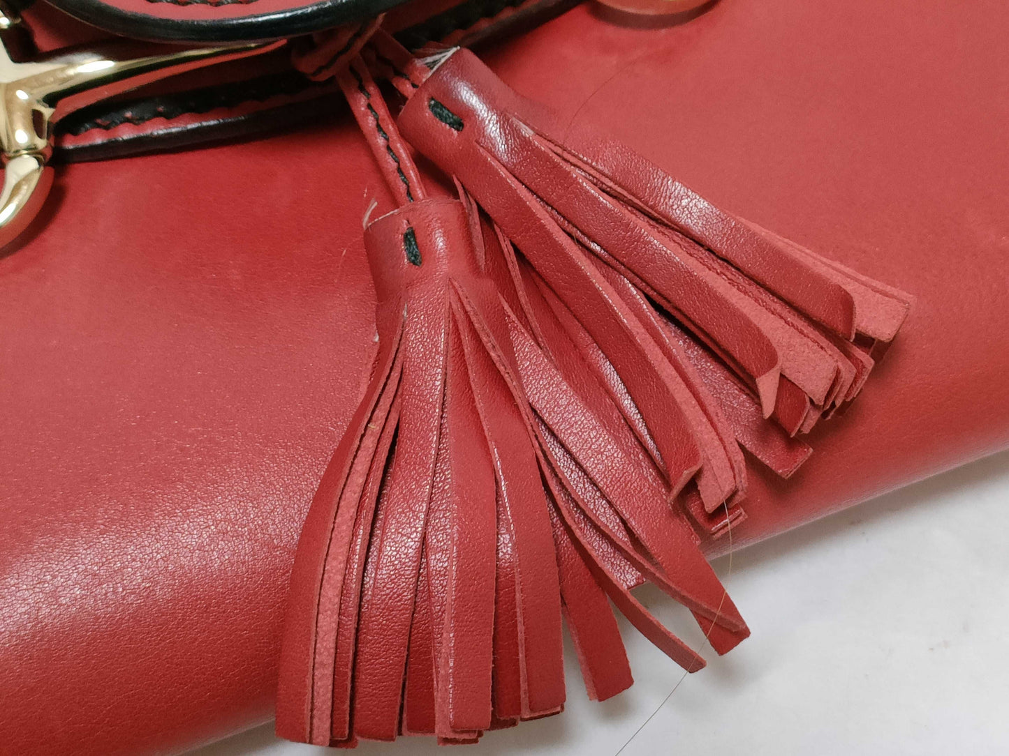 Gucci Emily Chain Flap Bag Leather Red Leather Shoulder Bag Bag ( )
