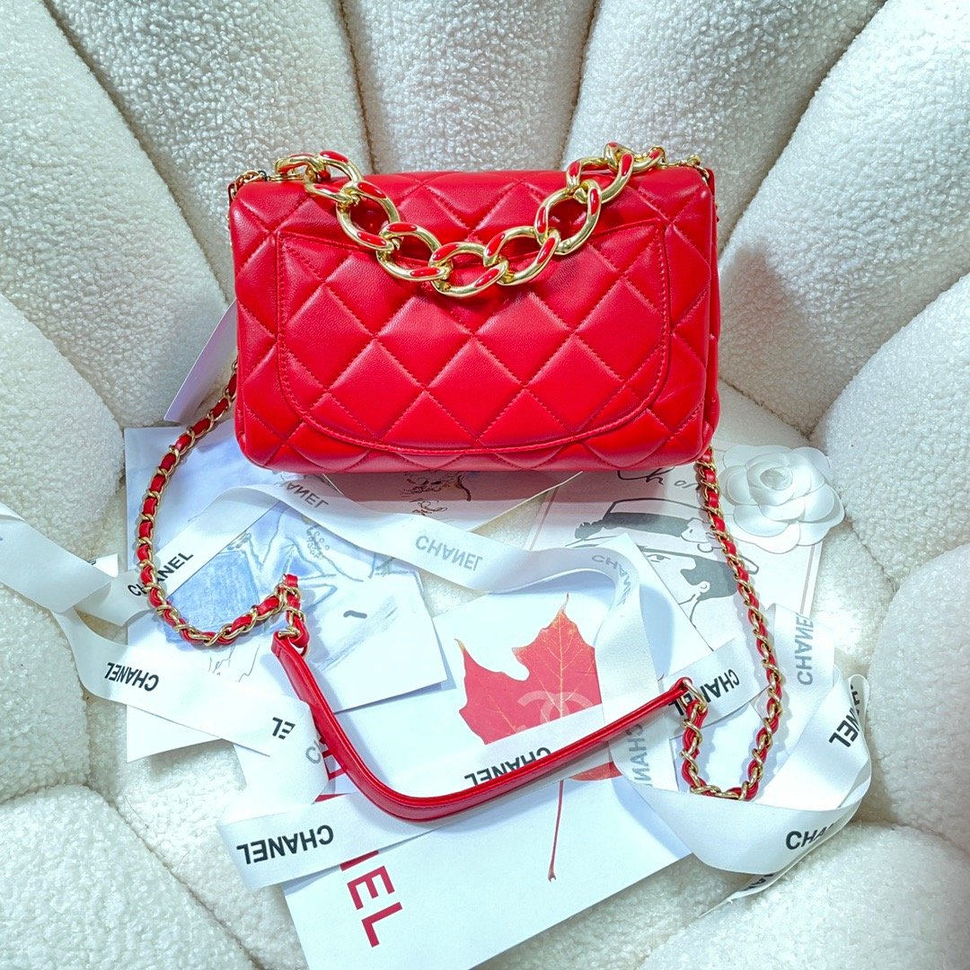 CHLLarge Top Qualityap Bag Gold Hardware Red For Women Handbags, Shoulder Bags 9.1in/23cm AS3367