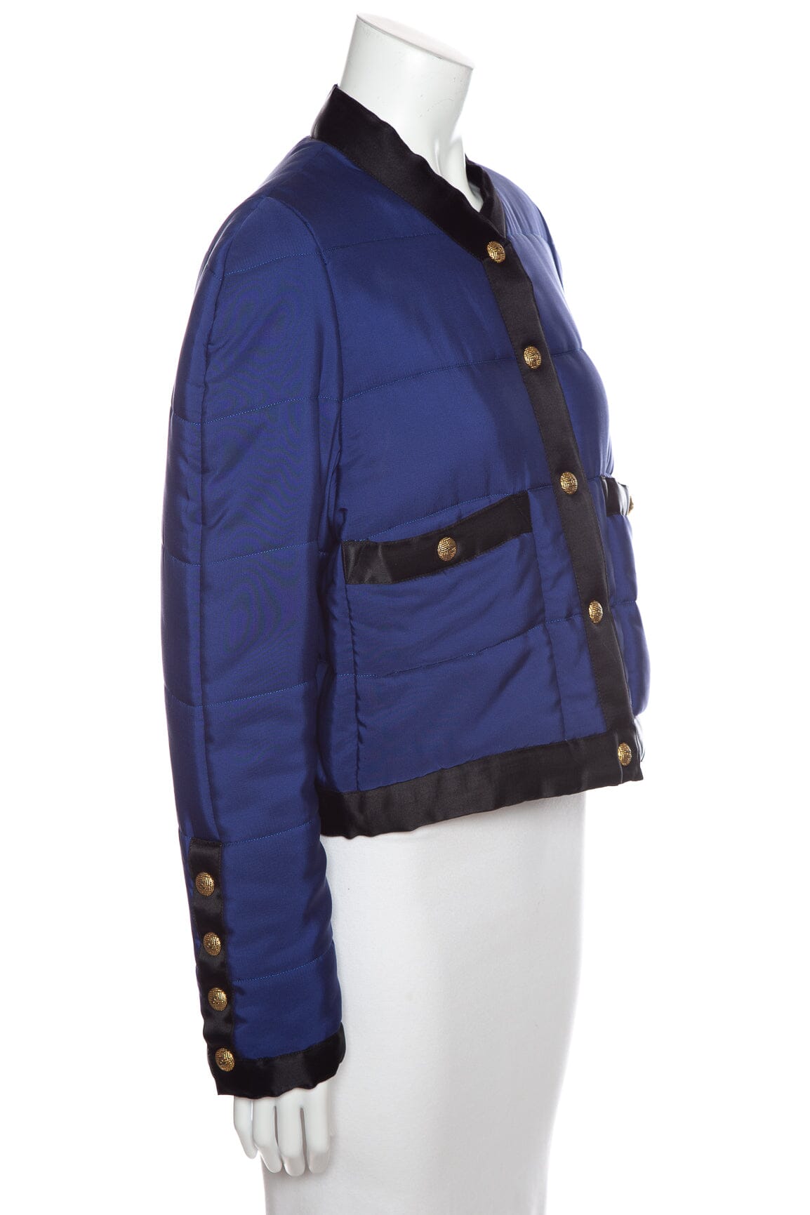Chanel   Blue Quilted Silk Puffer Jacket SZ N/A