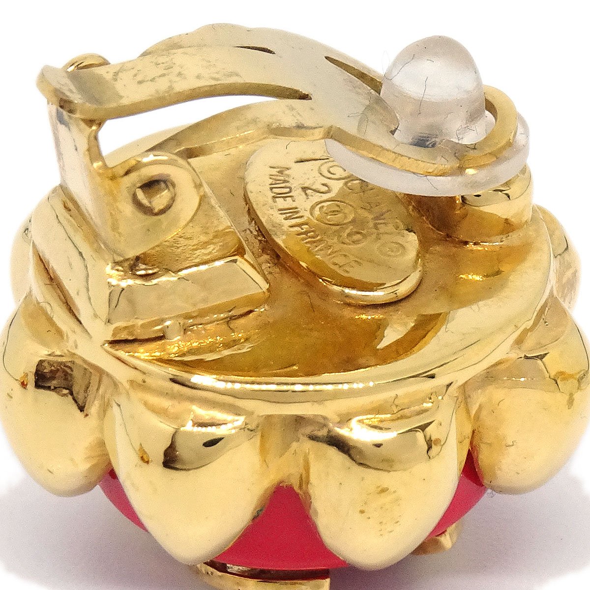 CHANEL 1994 Earrings Red Gold