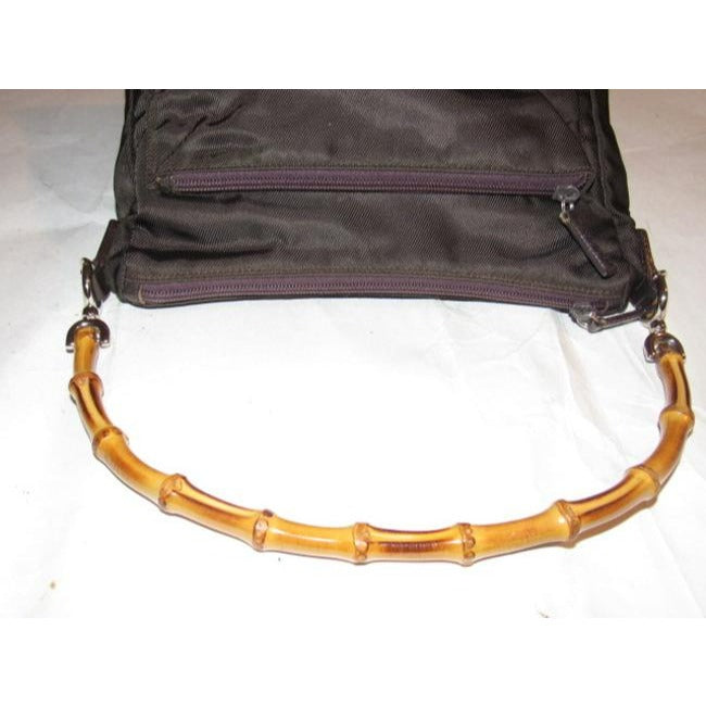 Gucci   Brown Canvas And Leather With A Bamboo Handle Accents Satchel
