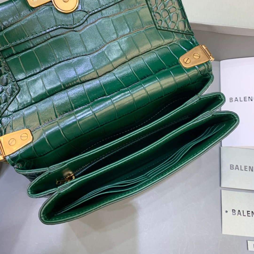 Top Quality Triplet Small Bag CrocoTop Qualityle Embossed Green, For Women,  Bags 8.3in/21cm