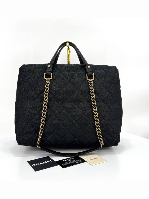 Caviar season shoulder bag tote black Chanel