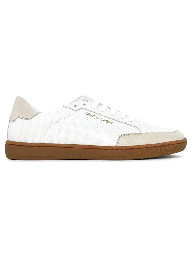 Luxury Saint Laurent Trending 2025 Court Classic Perforated Beige Tab Low Top Sneakers White