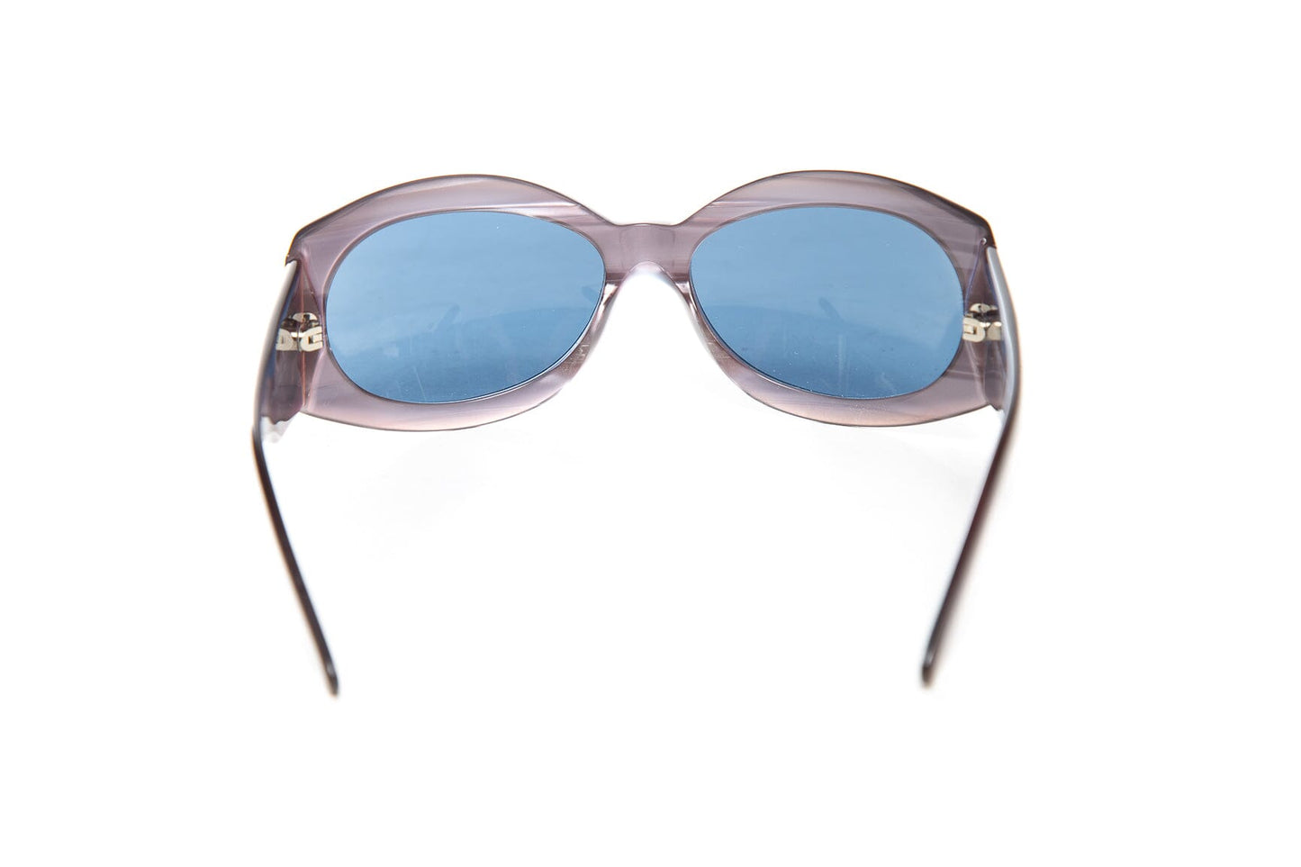 Chanel Purple and Silver Interlocking CC Logo Round Sunglasses