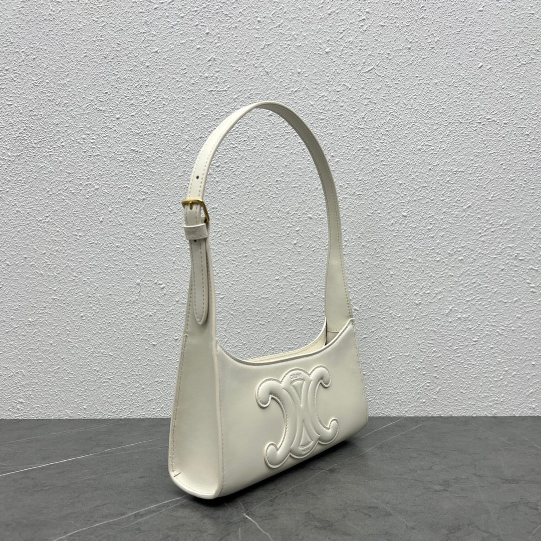 Top Quality Cuir Triomphe Shoulder Bag White For Women 9.4in/24cm