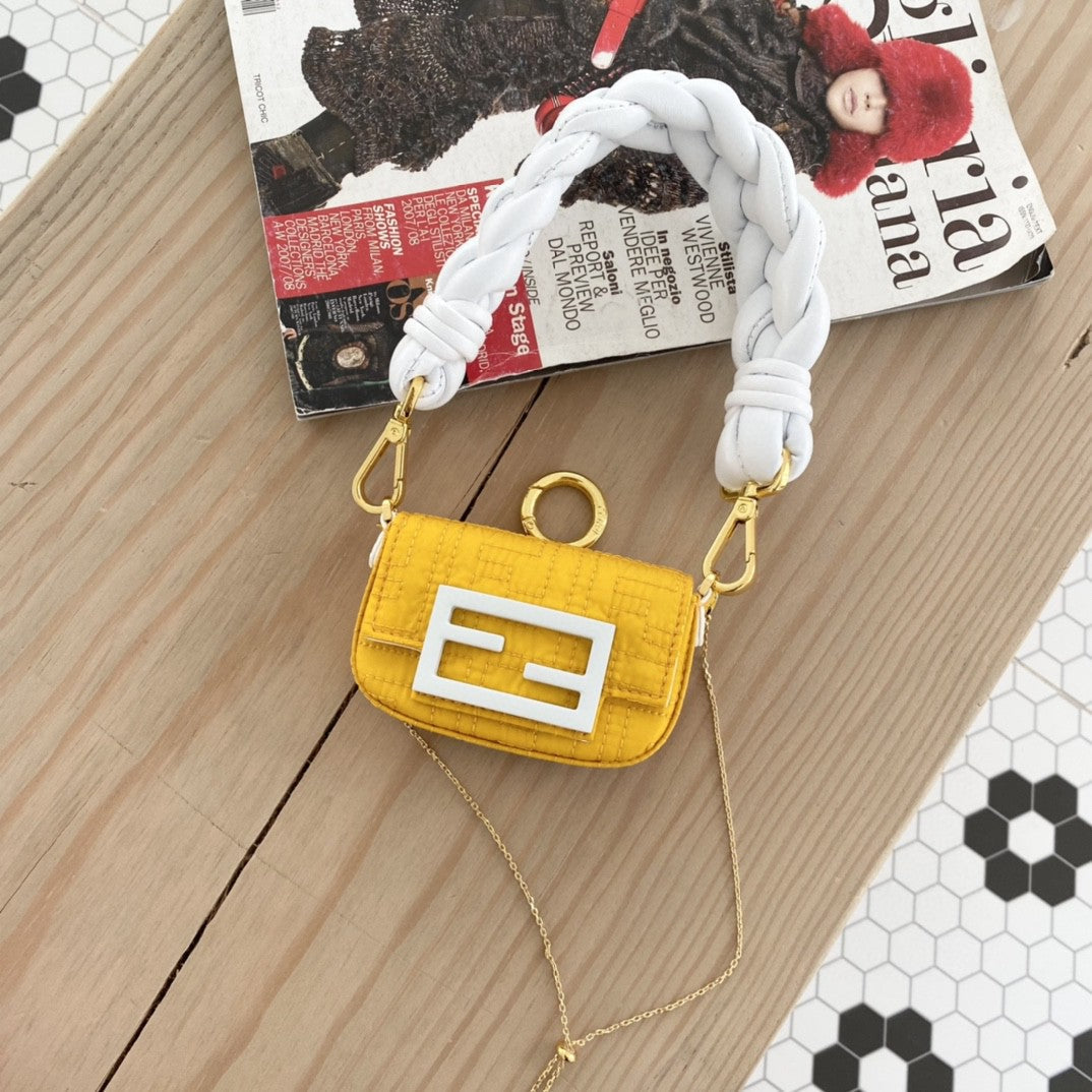 Top QualityTop Quality Nano Baguette Maxi Handle Yellow and White Bag For Woman 6.5cm/2.5in