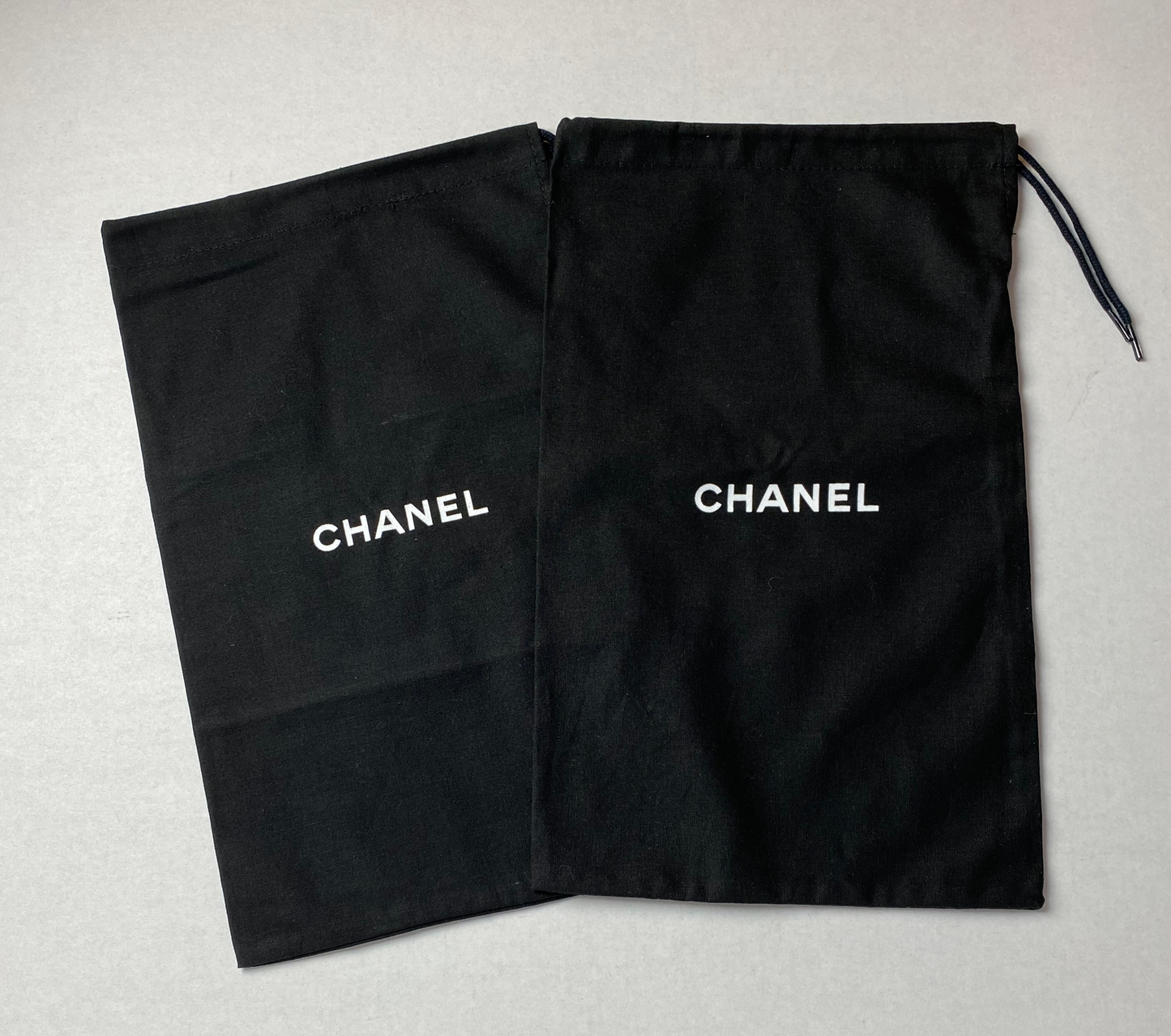 100% Auth Chanel Set of Two Black Shoe/ Small Bag/ Wallet Dust Bags 13"x 8.25"