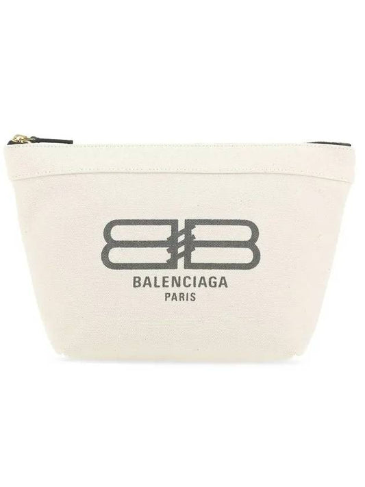 Luxury Balenciaga Trending 2025 Logo Print Jumbo Pouch Bag Ivory