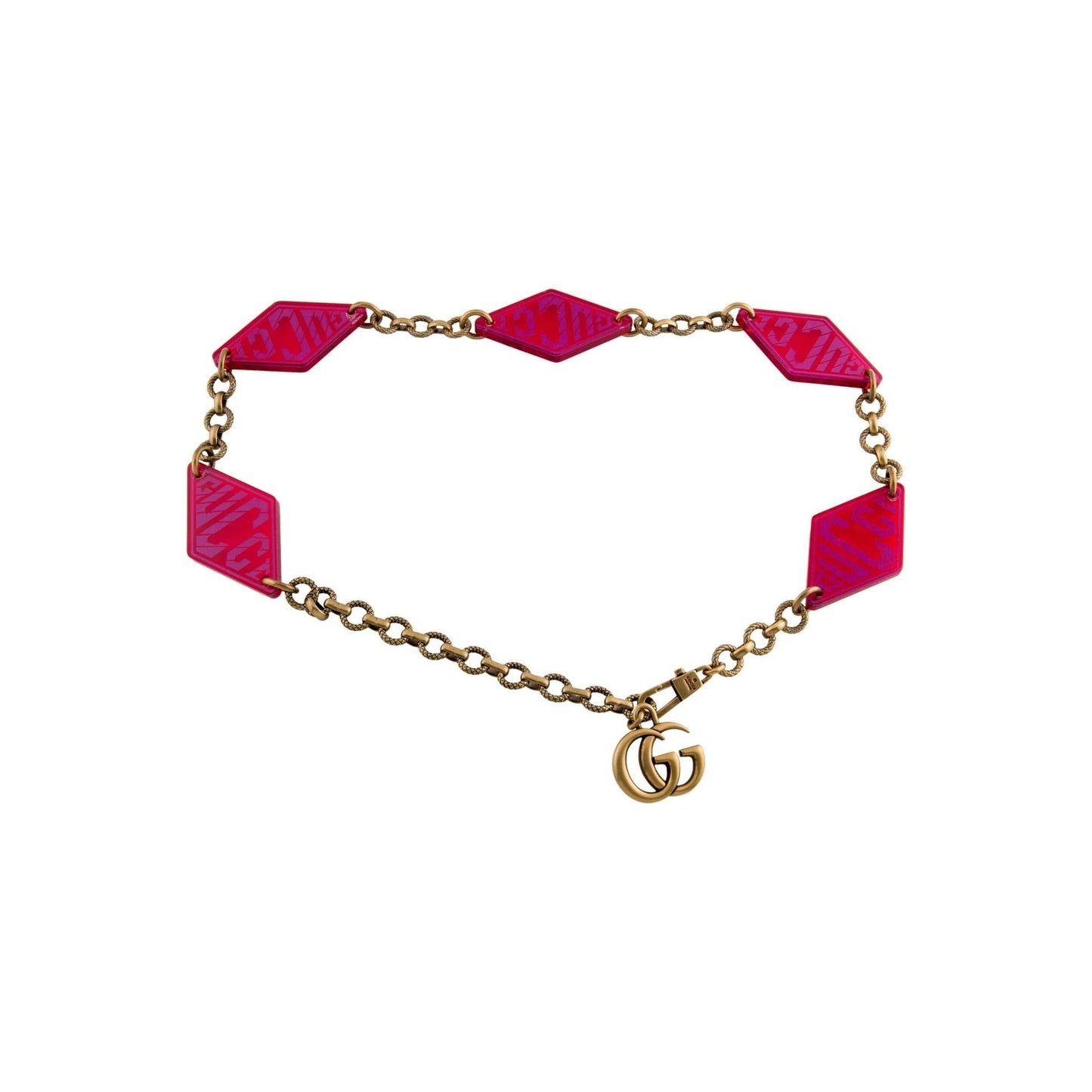 Gucci NEW Marmont gold chain & red Lucite belt - Alla Moda