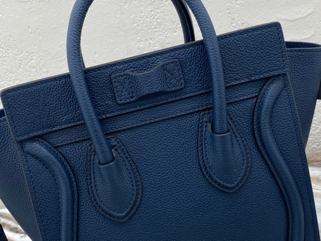 Top Quality Nano LuGucciage Bag In Drummed Dark Blue For Women 8in/20cm 