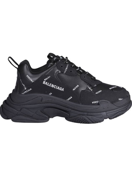 Luxury Balenciaga Trending 2025 Allover Logo Triple S Low Top Sneakers Black