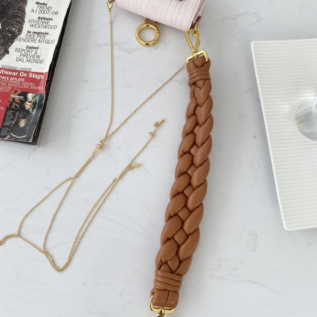 Top QualityTop Quality Nano Baguette Maxi Handle Pink and Brown Bag For Woman 6.5cm/2.5in