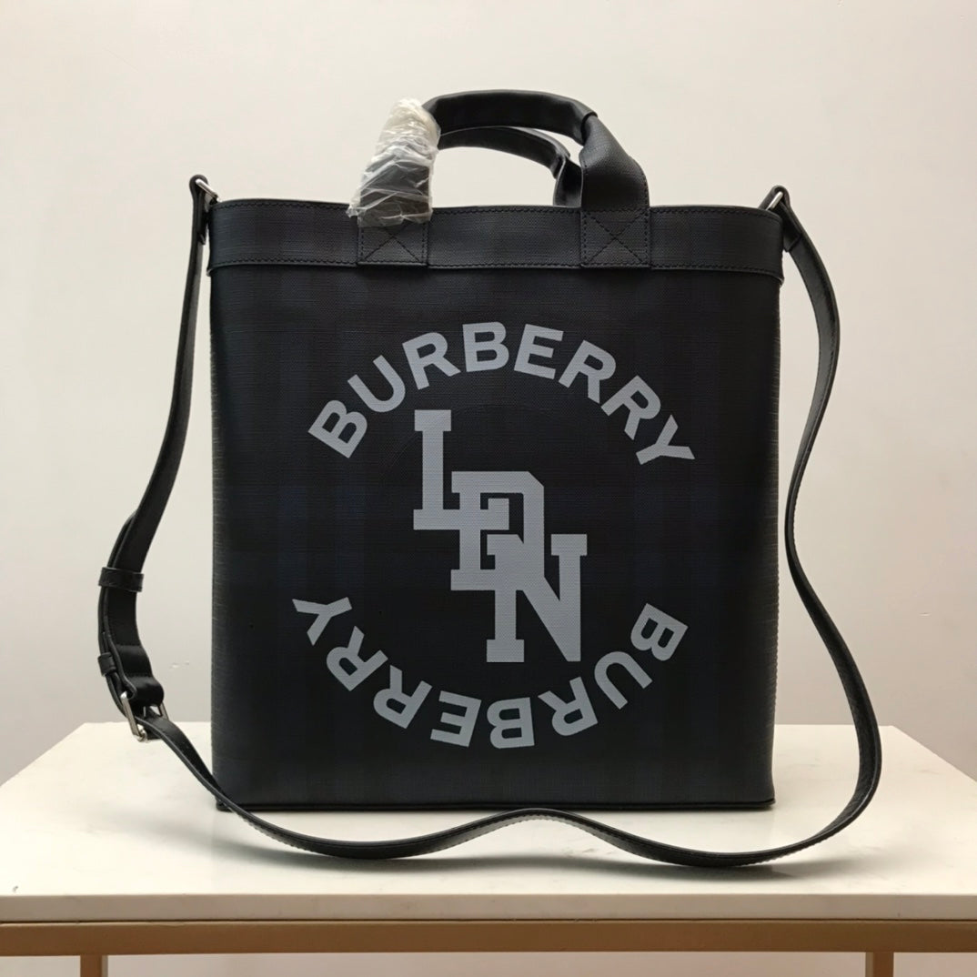 Top Quality Logo Graphic Convertible Tote London Check Canvas Large For Men, Bags 15in/38cm