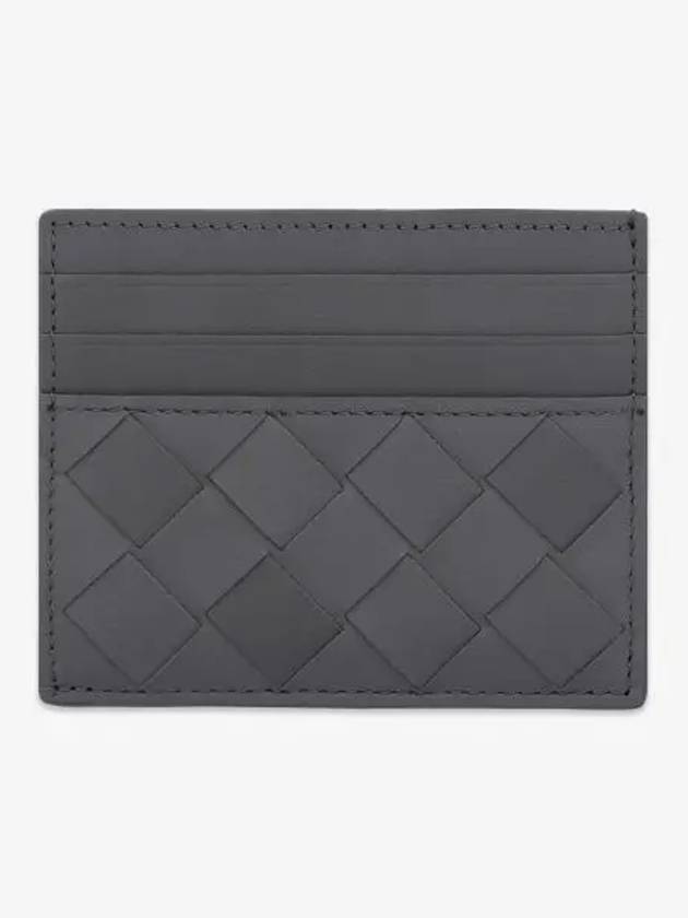 Luxury Bottega Veneta Intrecciato Leather Card Wallet Light Grey