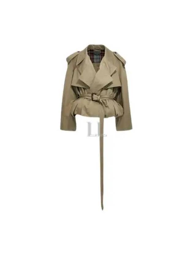 Luxury Balenciaga Trending 2025 Fold Cotton Twill Short Trench Coat Beige