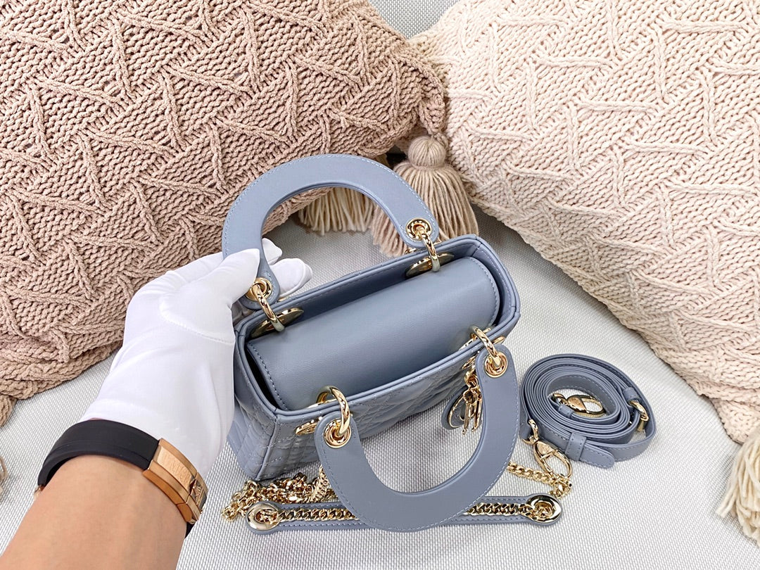 Top Quality Mini Lady Bag Blue For Women 6.5in/17cm CD M0505SLOI