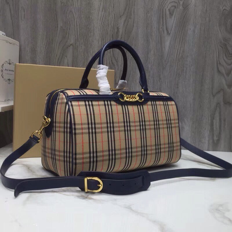 Top Quality Small 1983 Check LiNike Bowling Bag Blue/Brown For Women, Women’s Bags 9.1in/23cm