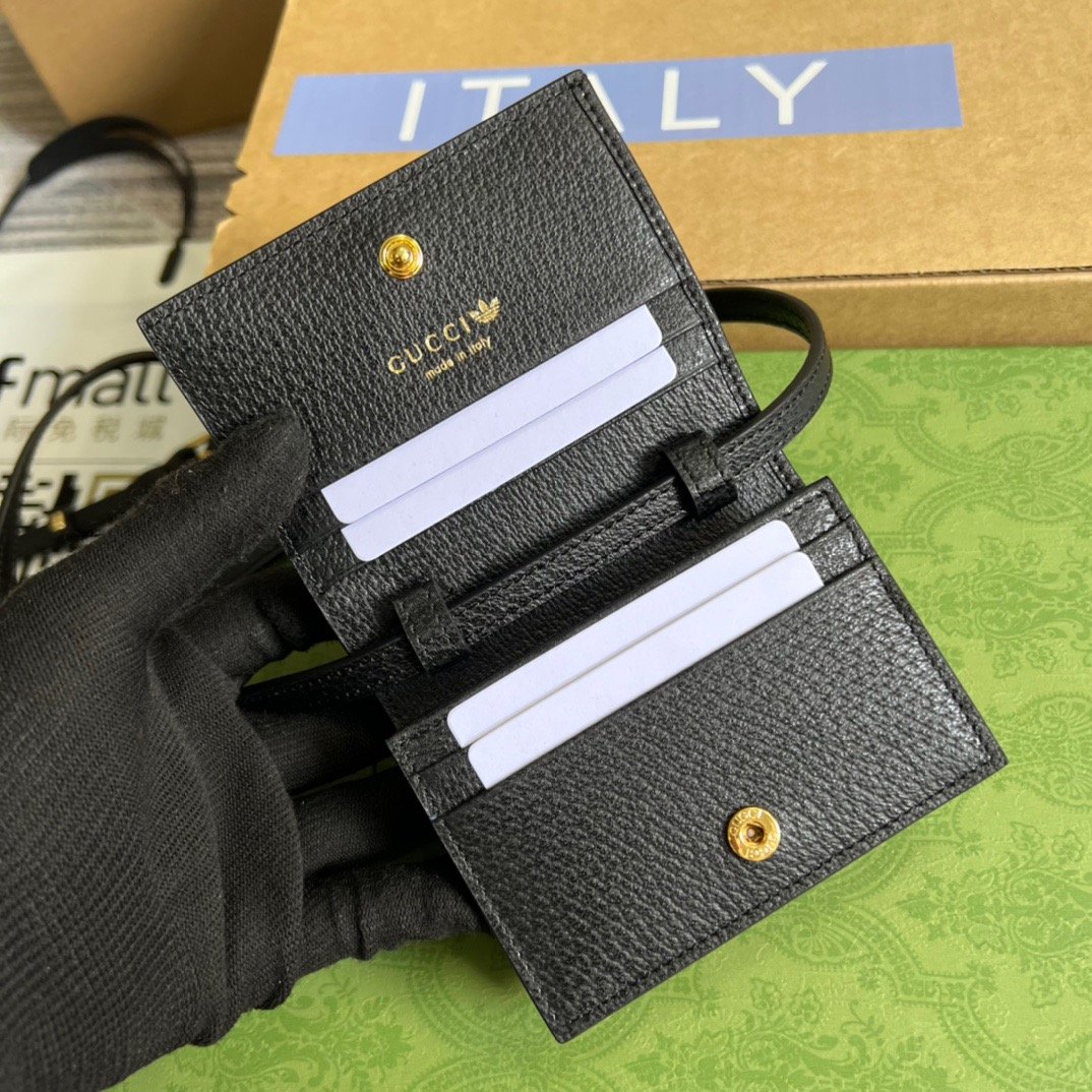 gg x Adidas Card Case With Horsebit Black For Women, Women’s Bags 4in/11cm gg