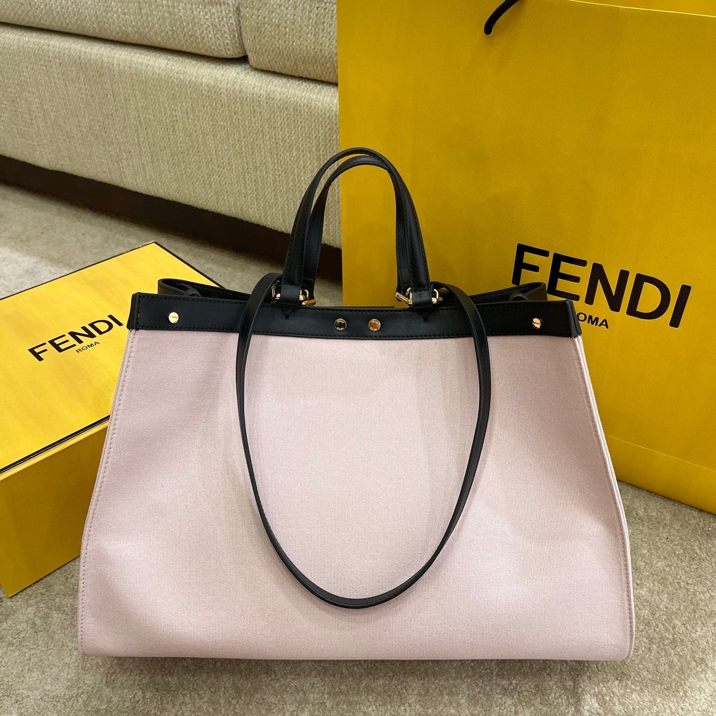 FI Top Quality X-tote Bag Pink Canvas For Women, Handbags, Shoulder Bags 16.1in/41cm FF 8BH374
