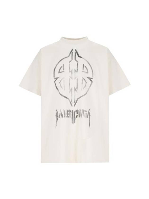 Luxury Balenciaga Trending 2025 Metal BB Stencil Cotton Short Sleeve T-Shirt White
