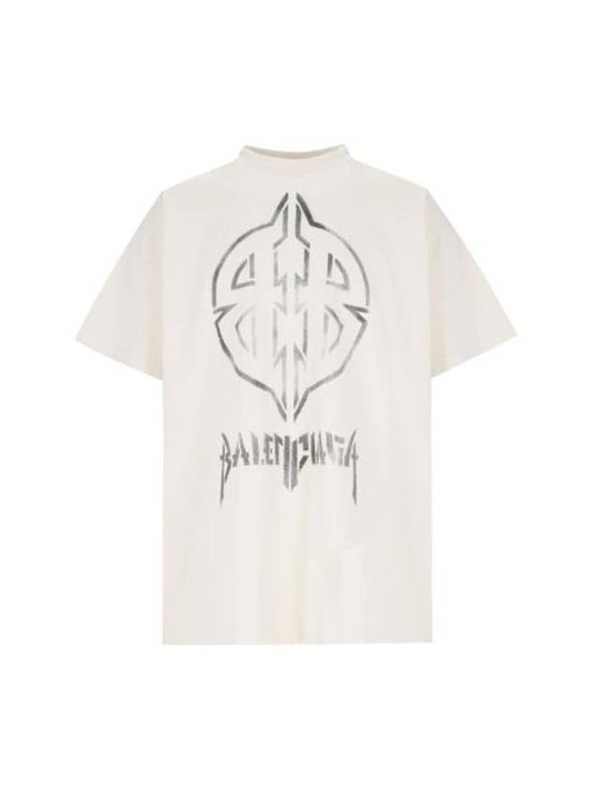 Luxury Balenciaga Trending 2025 Metal BB Stencil Cotton Short Sleeve T-Shirt White