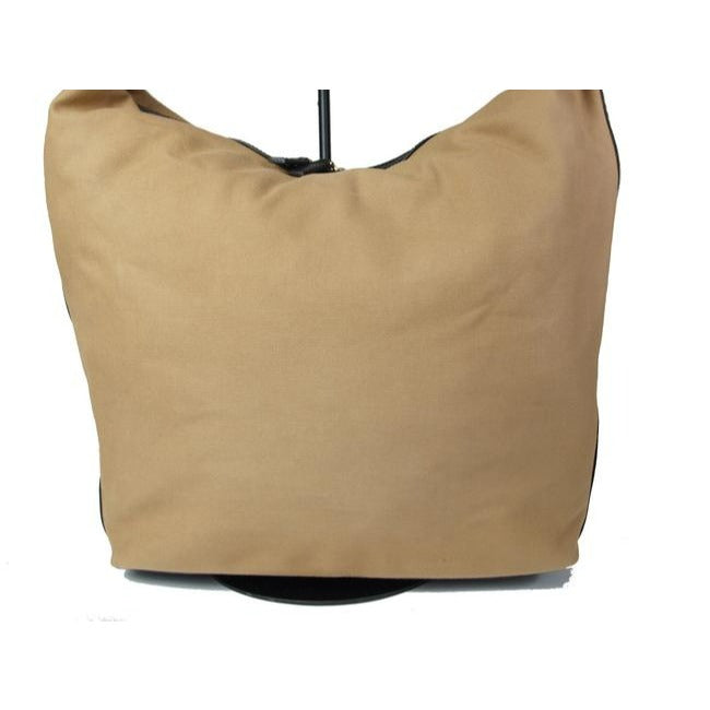 Gucci   Camel Canvas And Brown Leather Bottom With Red Green Stripe Hobo