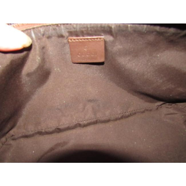 Gucci   Camel Large G Logo Print On Brown Canvas And Brown Leather