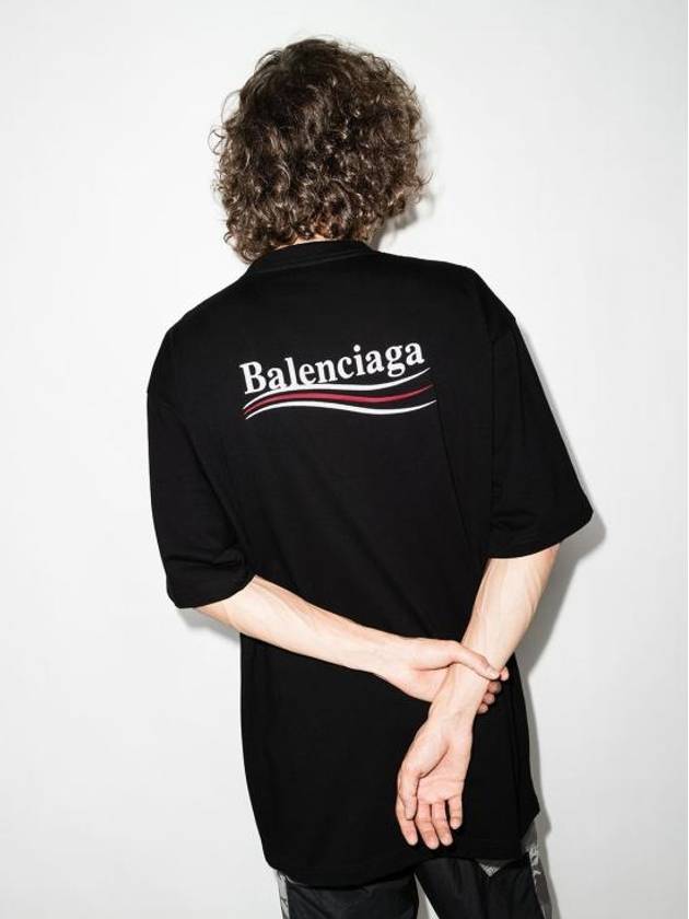 Luxury Balenciaga Trending 2025 Political Campaign Large Fit Short Sleeve T-Shirt Black
