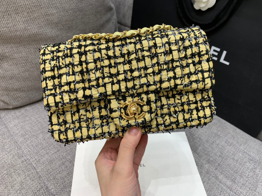 CHLMini Yellow Tweed Top Qualityap Bag For Women 20cm/7.5in