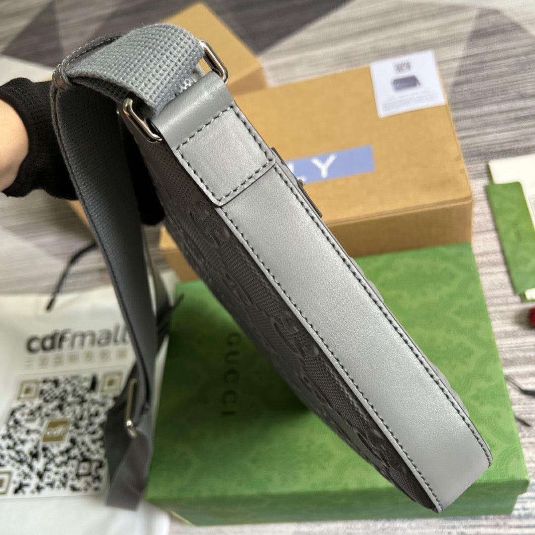 gg Embossed Bag Grey gg Embossed  For Men 10in/26cm gg 406410 1W3CN 1275