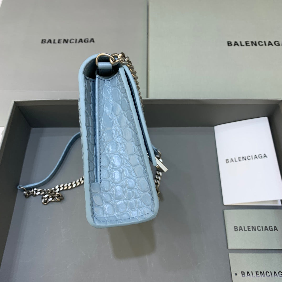 Top Quality Hourglass Wallet On Chain in Blue, For Women,  Bags 9in/23cm