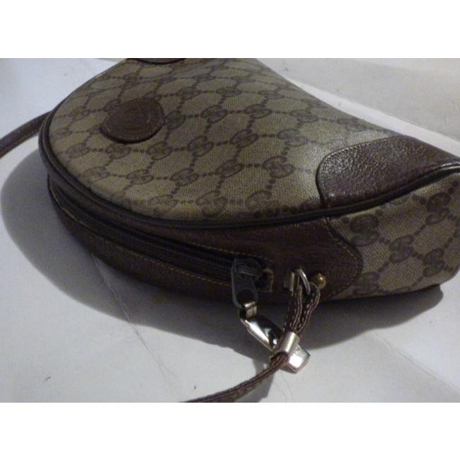 Gucci   Brown Large G Logo Print Coated Canvas And Brown Leather Hobo Bag