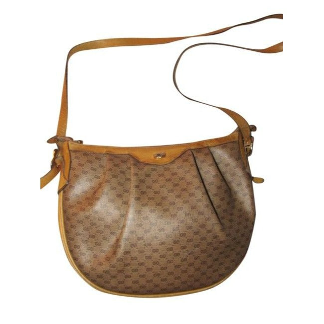 Gucci Sukey   Brown Small G Logo Print Coated Canvas And Camel Leather