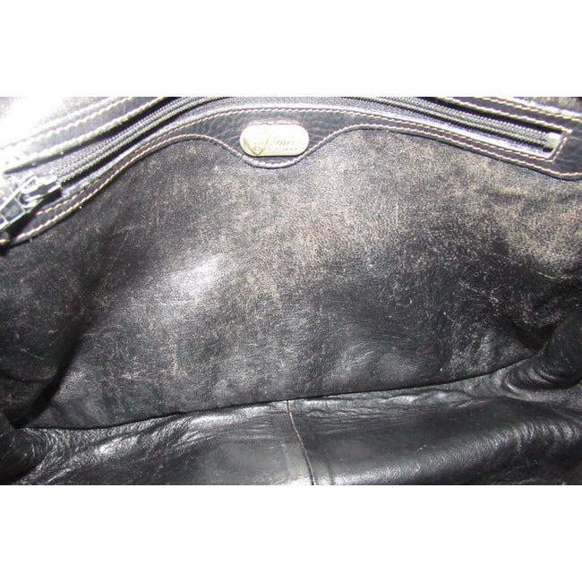 Gucci   Black Pebbled Leather And Brown Smooth Leather Satchel