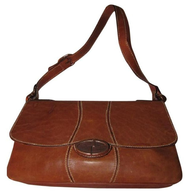 Gucci   Cognac Or Chestnut Leather With Contrast Stitching And Brass Hardware