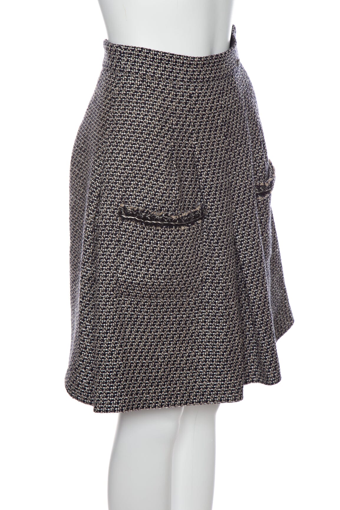 Chanel Black and Brown Tweed Flare Skirt SZ 36