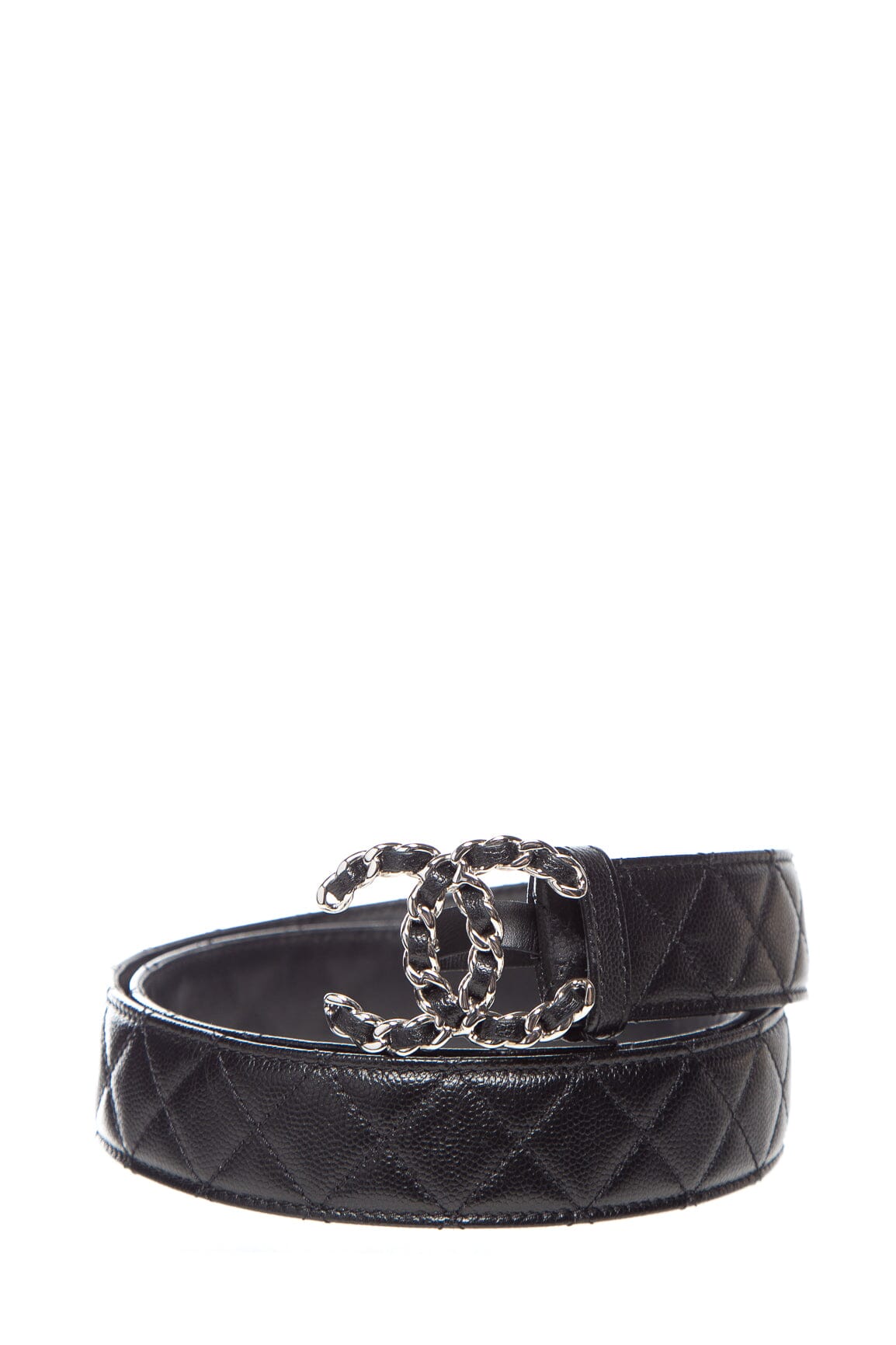 Chanel 2020 Black Leather Interlocking CC Logo Waist Belt SZ 95/38