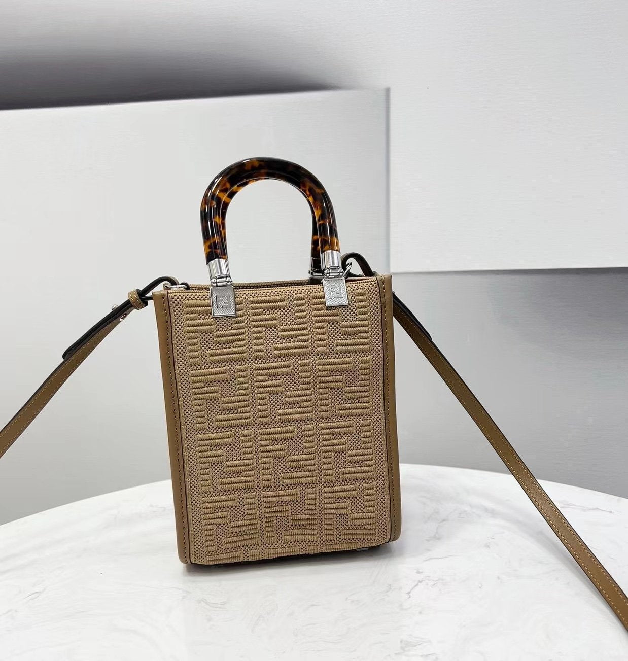Top QualityTop Quality Mini Sunshine Shopper Beige For Women, Women’s Handbags, Shoulder And CrossBody Bags 7.1in/18cm FF 8BS051