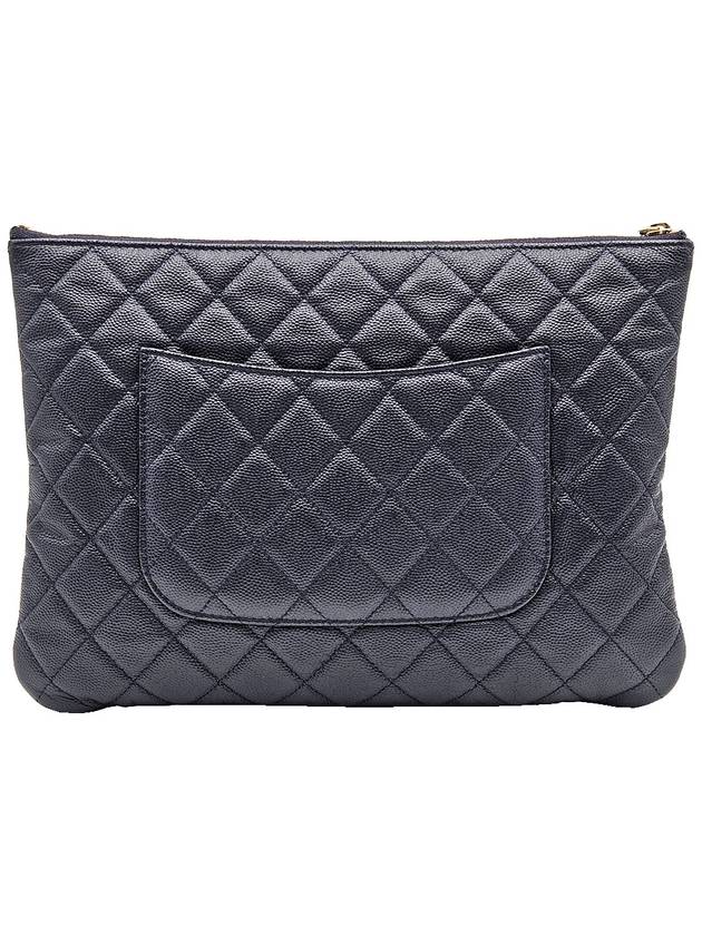 Chanel A82545 Navy Caviar Gold Classic New Medium Clutch Chanel